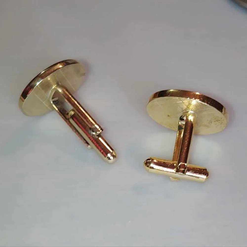 Vintage Black Enamel and Rhinestone Gold Tone Cuff Links